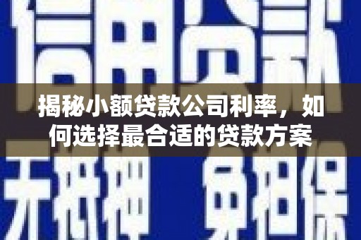 太谷揭秘小额贷款公司利率，如何选择最合适的贷款方案